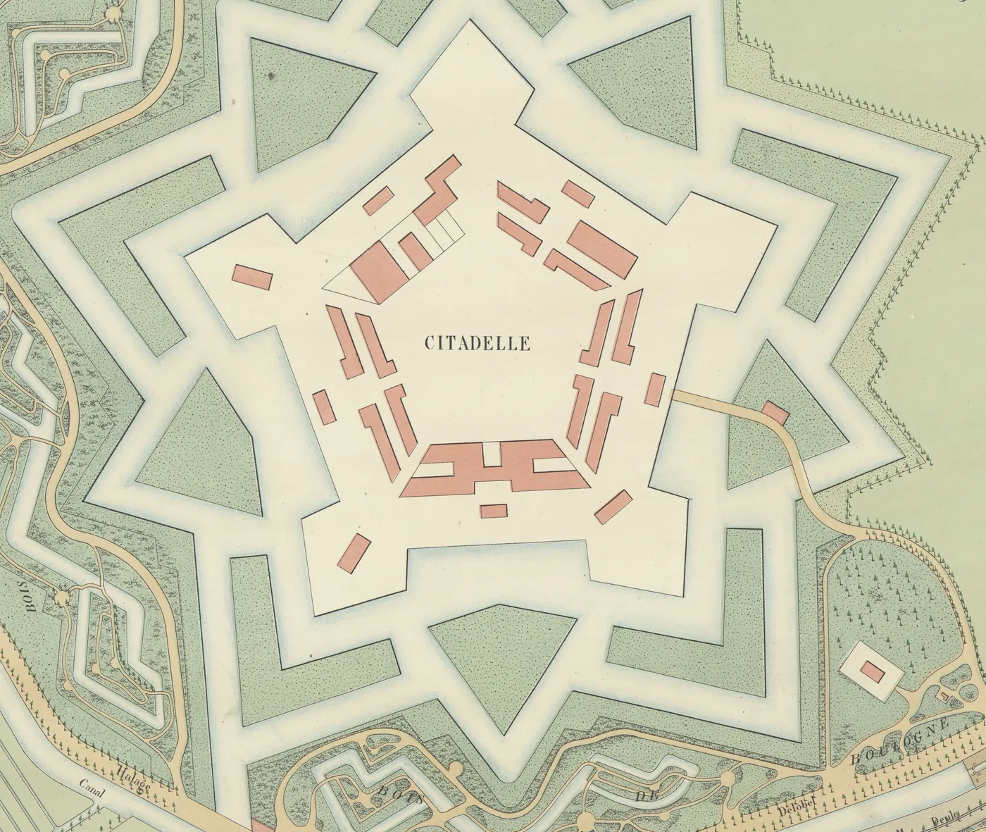 Détail du Plan des nouvelles promenades de Lille (1886).