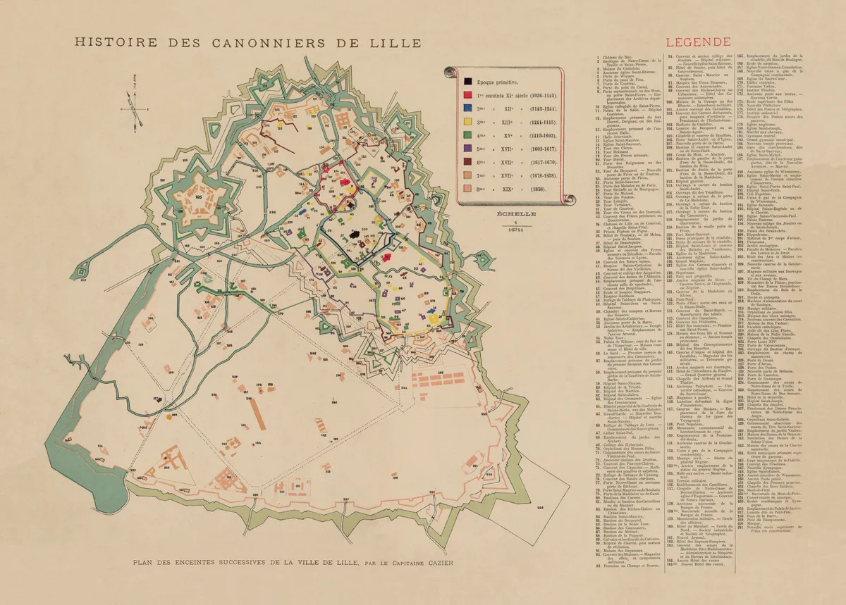 Plan des enceintes successives de la ville de Lille