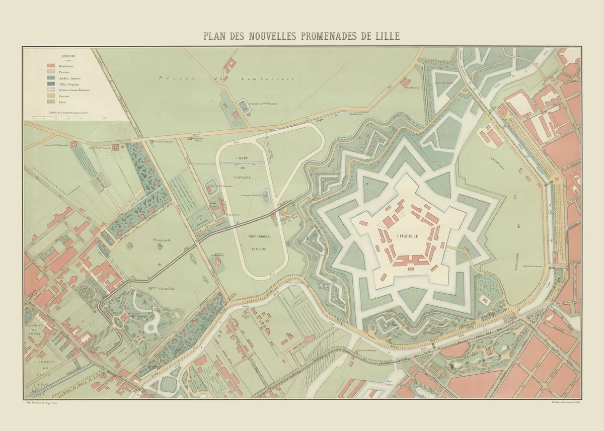 Plan des nouvelles promenades de Lille